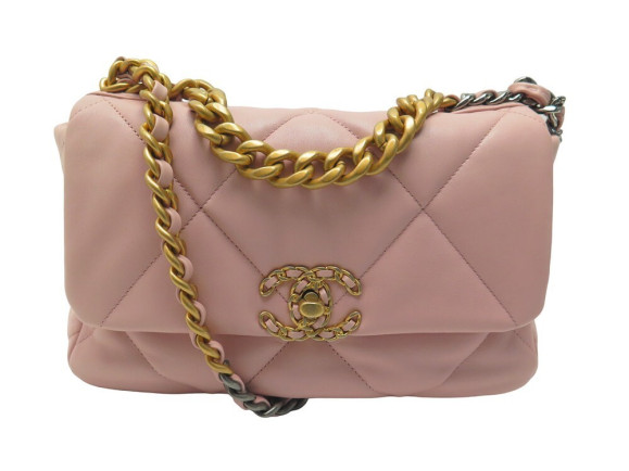sac a main chanel 19 cuir matelasse rose pink