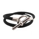 BRACELET HERMES MAXI GLENAN DOUBLE TOUR ARGO 18 CM EN CORDE NOIRE ET METAL 320€