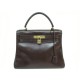 VINTAGE SAC A MAIN HERMES KELLY 28 RETOURNE EN CUIR BOX MARRON 1965 LEATHER BAG