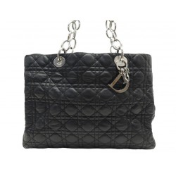 SAC A MAIN CHRISTIAN DIOR LADY SOFT EN CUIR CANNAGE NOIR CABAS HAND BAG 1970€