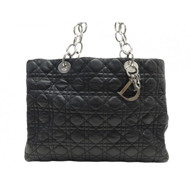 SAC A MAIN CHRISTIAN DIOR LADY SOFT EN CUIR CANNAGE NOIR CABAS HAND BAG 1970€