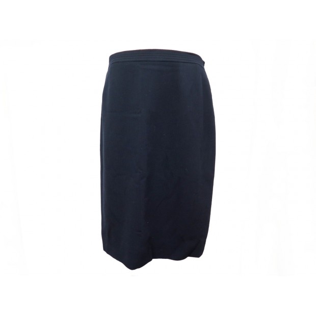 JUPE CHANEL EN LAINE TAILLE 44 L BLEU MARINE NAVY BLUE WOOL STRAIGHT SKIRT 2600€