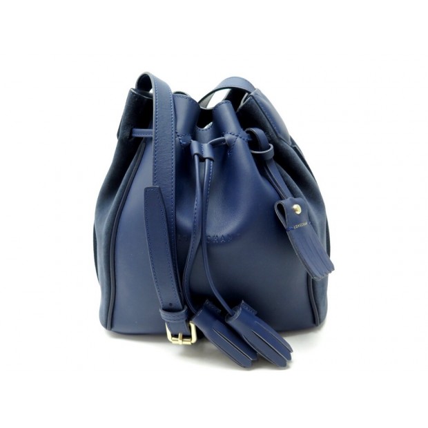 SAC A MAIN LONGCHAMP SEAU 2062861127 EN CUIR ET DAIM BLEU HAND BAG BUCKET 420€