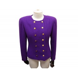 VESTE CHANEL DOUBLE BOUTONNAGE M 40 28836 TWEED LAINE VIOLET PURPLE JACKET 6500€