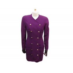 VESTE CHANEL DOUBLE MANTEAU BOUTONNAGE 23335 S 36 TWEED VIOLET JACKET COAT 7000€