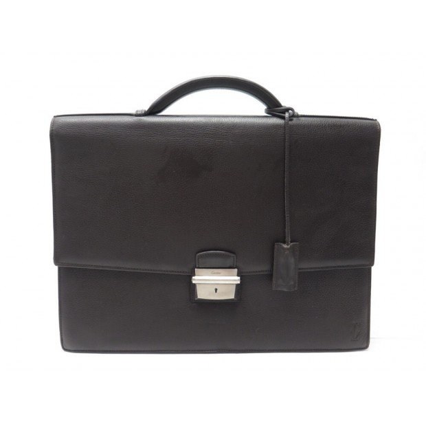 SACOCHE CARTIER PASHA CARTABLE EN CUIR GRAINE MARRON LEATHER BRIEFCASE BAG 2500€