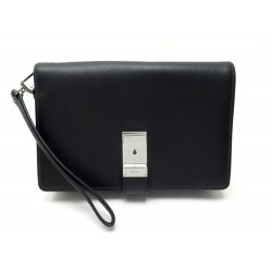 NEUF POCHETTE PRADA CUIR SAFIANO 2VF015 NEW BLACK LEATHER POUCH CLUTH BAG 1200€