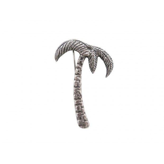 NEUF BROCHE SAINT LAURENT PALMIER HAWAII EN METAL ARGENTE STEEL BROOCH 350€