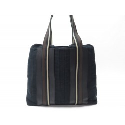 SAC A MAIN HERMES TROCA CABAS EN TOILE & CUIR TOTE NOIR PURSE TOTE HAND BAG