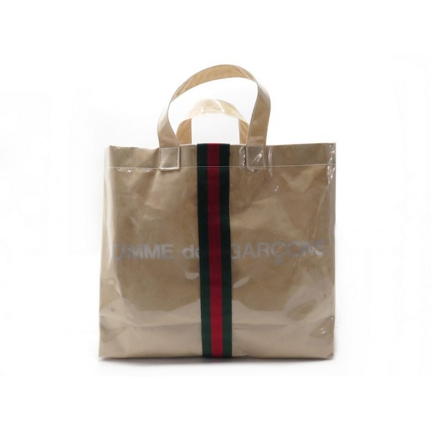 NEUF SAC A MAIN GUCCI X COMME DES GARCONS KRAFT PLASTIQUE TOTE BAG 2019 RARE