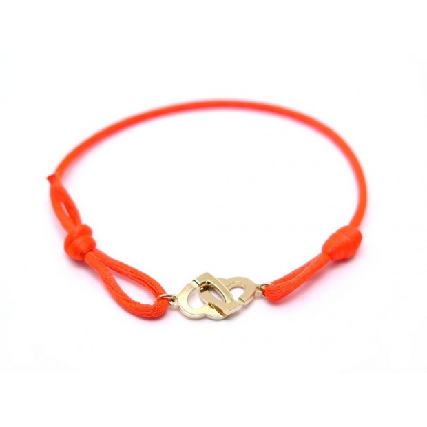 NEUF BRACELET DINH VAN DOUBLE COEURS R9 345106 EN OR JAUNE CORDON ORANGE 590€