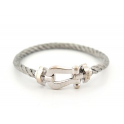 BRACELET FRED FORCE 10 MOYEN MODELE T15 EN OR BLANC 18K CABLE EN ACIER 2540€