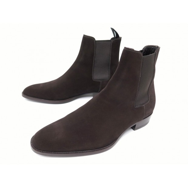 CHAUSSURES SAINT LAURENT WYATT 443208 41 BOTTINES DAIM MARRON BOOTS SHOES 945€