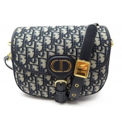 NEUF SAC A MAIN CHRISTIAN DIOR BOBBY MEDIUM CUIR & TOILE JACQUARD BLEU BAG 3100€