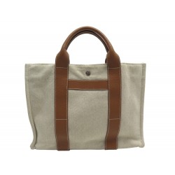 SAC A MAIN HERMES TOTO MM CABAS TOILE ET CUIR ECRU CANVAS HAND BAG PURSE 1000€