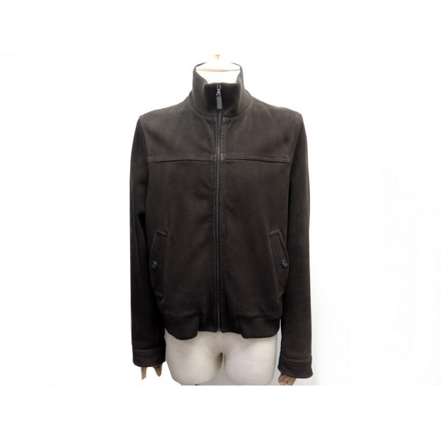 BLOUSON PRADA VESTE EN DAIM MARRON SUEDE 54 IT 50 M FR MANTEAU COAT JACKET 3500€