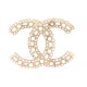 NEUF BROCHE CHANEL LOGO CC ET PERLES 2022 EN METAL DORE GOLDEN PEARL BROOCH 600€