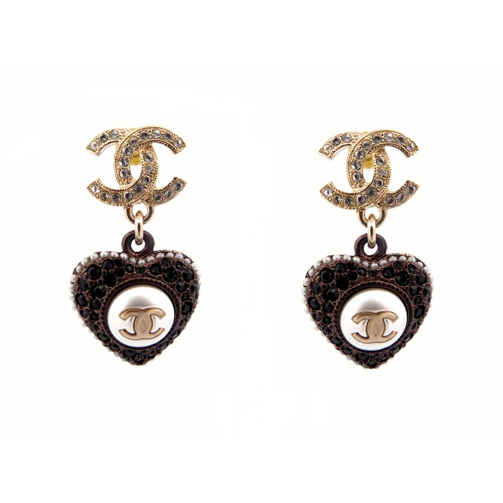 Chanel Vintage White Enamel CC Logo Stud Earrings