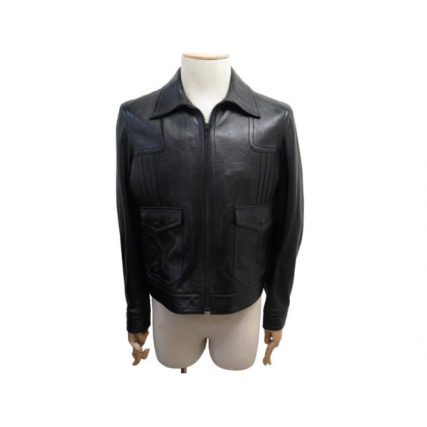 NEUF BLOUSON CELINE PAUL 2E525968H L 52 VESTE EN CUIR NOIR LEATHE JACKET 3600€