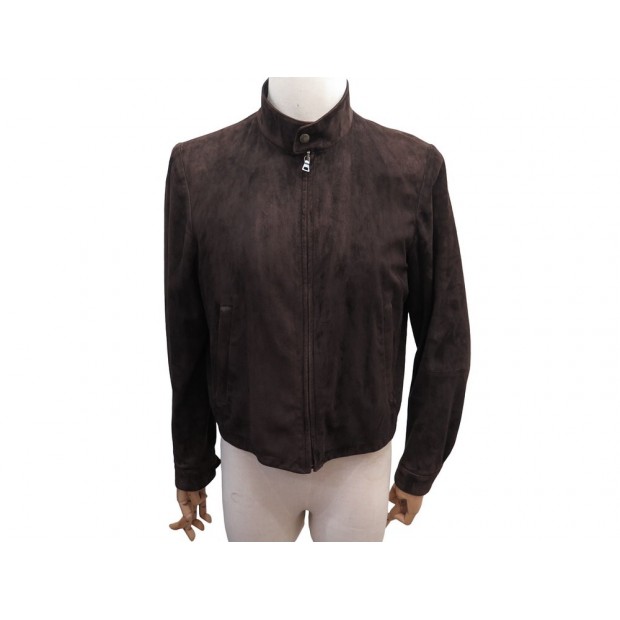 BLOUSON PRADA VESTE BOMBER UPV806 M 50 EN DAIM MARRON BROWN SUEDE JACKET 4150€