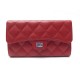 NEUF PORTEFEUILLE A RABAT CHANEL PORTE MONNAIE TIMELESS CUIR ROUGE WALLET 1350€