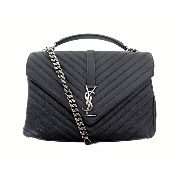 SAC A MAIN SAINT LAURENT COLLEGE LARGE CHAIN BAG 600278 CUIR NOIR HAND BAG 2400€