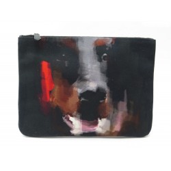 NEUF SAC A MAIN GIVENCHY POCHETTE DOBERMAN EN TOILE NOIRE NEW POUCH CLUTCH 495€