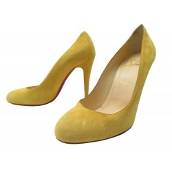 CHAUSSURES CHRISTIAN LOUBOUTIN KATE 39 ESCARPINS DAIM JAUNE PUMPS SHOES 695€