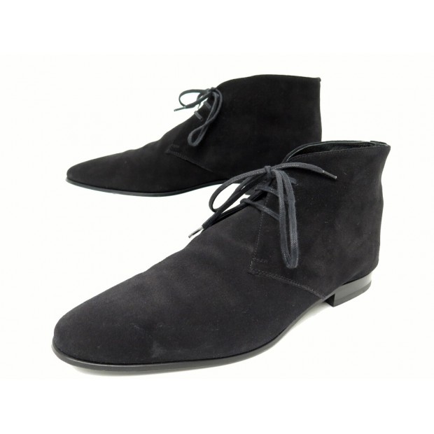 CHAUSSURES SAINT LAURENT 379450 41 DAIM NOIR BLACK SUEDE LOW BOOTS SHOES 1000€