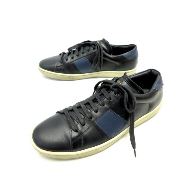 CHAUSSURES SAINT LAURENT SL/02 330263 40.5 41.5 NOIR & BLEU BASKETS SHOES 625€