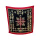 CHALE HERMES SCHEHERAZADE CARRE 140CM CREPE DE SOIE ROUGE ET NOIRE SHAWL 1110€