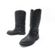 BOTTES CHANEL G30209 MOTARDES CUIR NOIR MATELASSE 39 BIKER QUILTED BOOTS 1700€