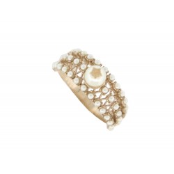 NEUF BAGUE CHRISTIAN DIOR PERLES 52 M METAL DORE NEW PEARLS GOLD STEEL RING 450€