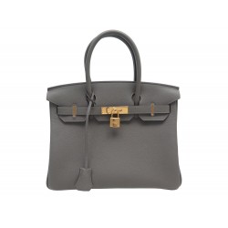 NEUF SAC A MAIN HERMES BIRKIN 30 CUIR TOGO GRIS MEYER H027633CC HAND BAG PURSE