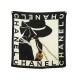 FOULARD CHANEL COCO MADEMOISELLE 90 CM EN SOIE NOIRE ECRUE BIJOUX GRIPOIX SCARF