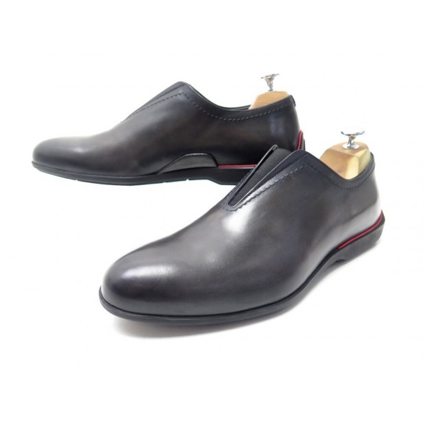 NEUF CHAUSSURES BERLUTI X FERRARI MOCASSINS S4513-002 8 42 CUIR NOIR SHOES 950€