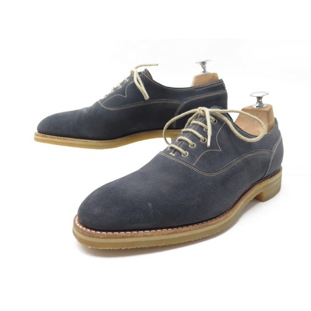 CHAUSSURES JOHN LOBB RICHELIEU SAHARA 7.5E 41.5 EN DAIM BLEU SUEDE SHOES 1235€