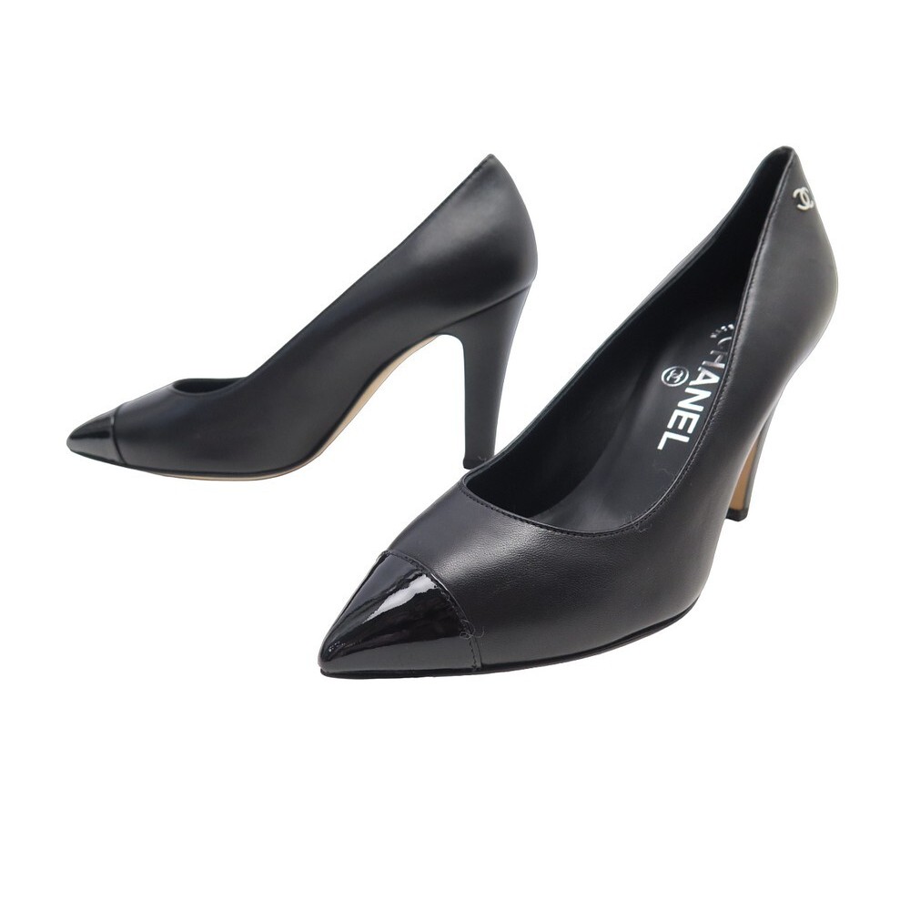 Vintage Shoes, CHANEL Classic Logo Mademoiselle Black & White Satin  Slingback Heels