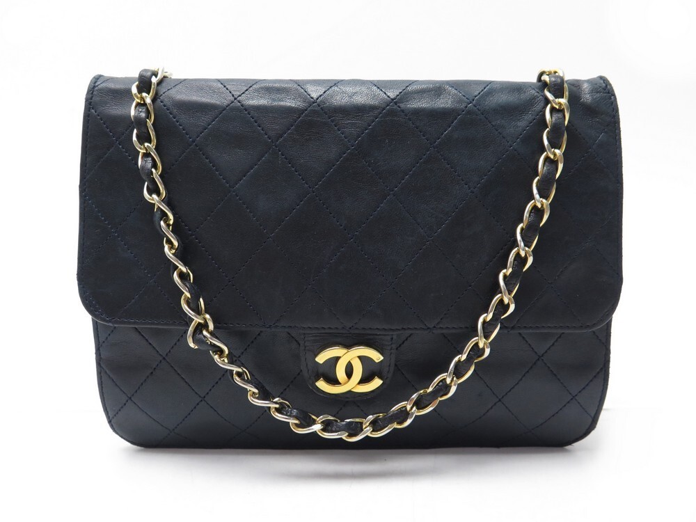 Chanel Vintage Classic Double Flap Bag Quilted Lambskin Medium Black 5470318