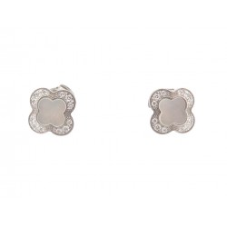 NEUF BOUCLES D'OREILLES MAUBOUSSIN TREFLE DE TOI PM EN OR BLANC & DIAMANTS 1830€