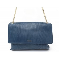 NEUF SAC A MAIN LANVIN SUGAR MM LW-BGRSL8 EN CUIR PYTHON BLEU LEATHER BAG 2345€