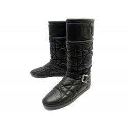 CHAUSSURES DIOR SOFTY BOOT 37 BOTTES DE MOTARD CUIR CANNAGE LOGO CD BOOTS 1990€