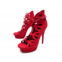 NEUF CHAUSSURES YVES SAINT LAURENT SANDALES TRIBUTE 16 38 DAIM ROUGE SHOES 925€