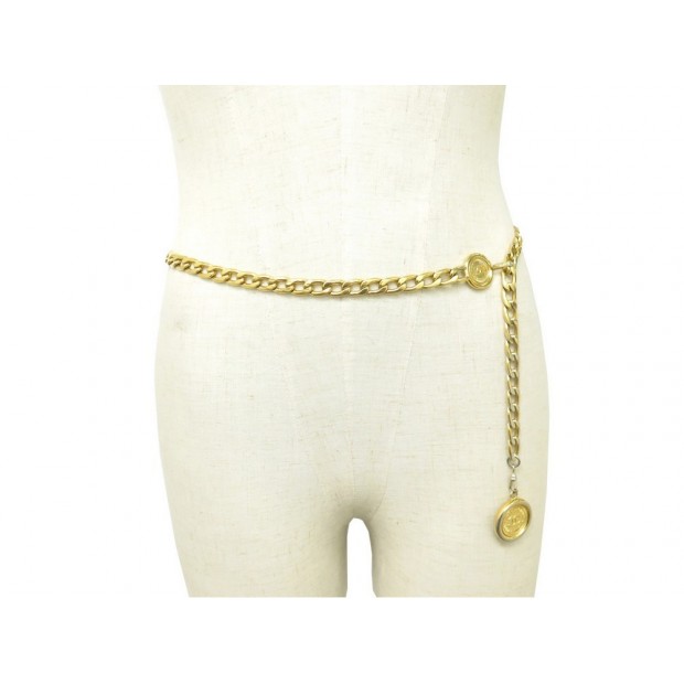 VINTAGE CEINTURE CHANEL T 90 MEDAILLON CHAINE EN METAL DORE GOLDEN BELT 1200€