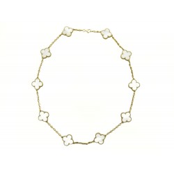 NEUF COLLIER VAN CLEEF ARPELS ALHAMBRA 10 MOTIFS OR 18K NACRE 42 NECKLACE 8700€