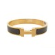 NEUF BRACELET HERMES CLIC HH 17 CM EN EMAIL VERT MARQUIS ET METAL DORE NEW 615€