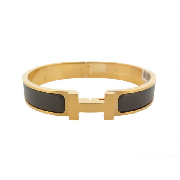 NEUF BRACELET HERMES CLIC HH 17 CM EN EMAIL VERT MARQUIS ET METAL DORE NEW 615€