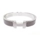 NEUF BRACELET HERMES CLIC HH 17 CM EMAIL GRIS ASPHALTE ET METAL ARGENTE NEW 615€