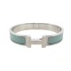 NEUF BRACELET HERMES CLIC HH 17 CM EN EMAIL JADE ET METAL ARGENTE NEW 615€