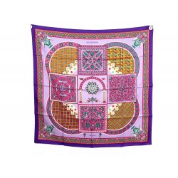 NEUF FOULARD HERMES CIELS BYZANTINS JULIA ABADIE CARRE 90 SOIE VIOLET SCARF 495€